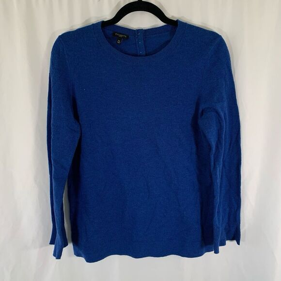 Talbots Lambs Wool Blend Sweater Women's Medium Petite Blue Knit Long Sleeve - Picture 1 of 6